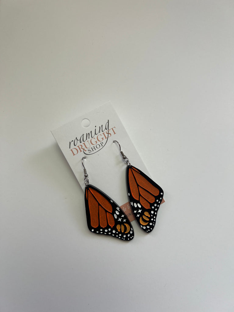 Monarch Butterfly Wing Hanging Earrings