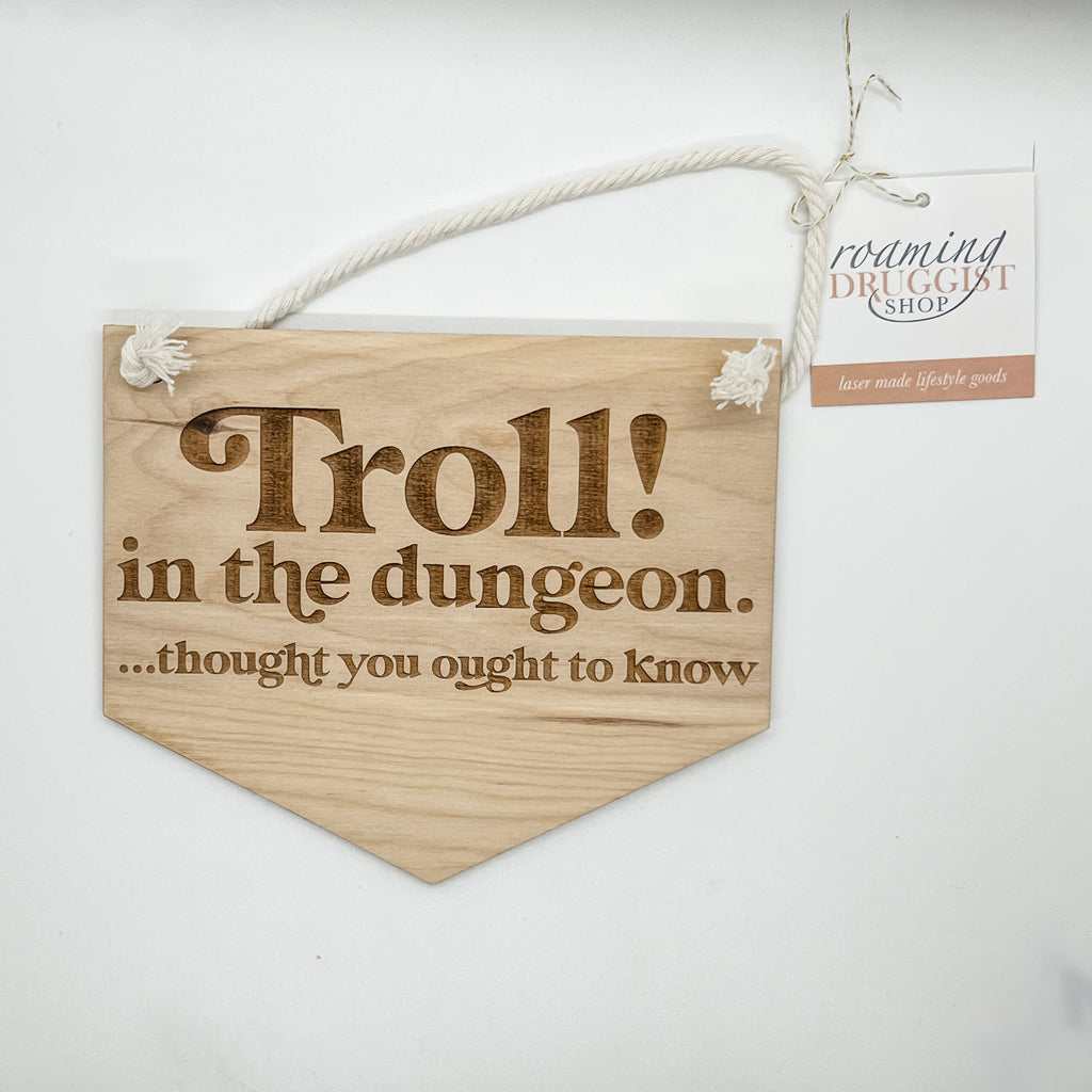 Troll in the Dungeon Wood Banner