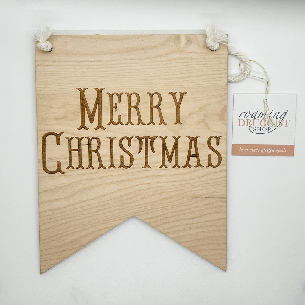 Merry Christmas Wood Banner