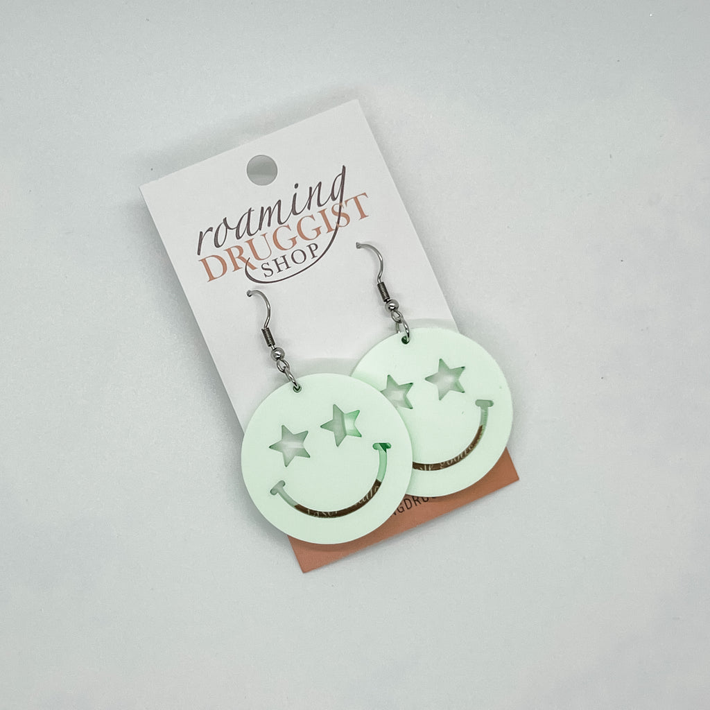 Star Eyes Smiley Face Hanging Earrings