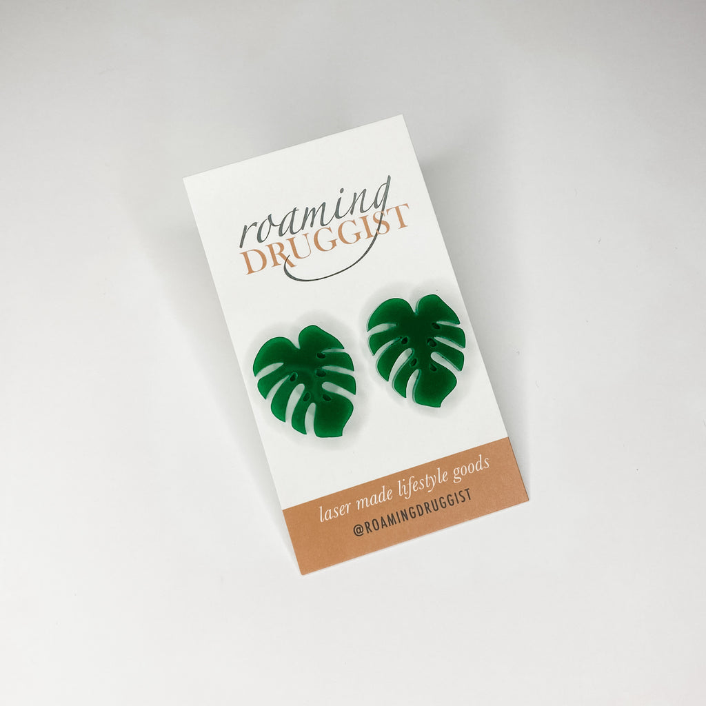 Monstera Leaf Stud Earrings