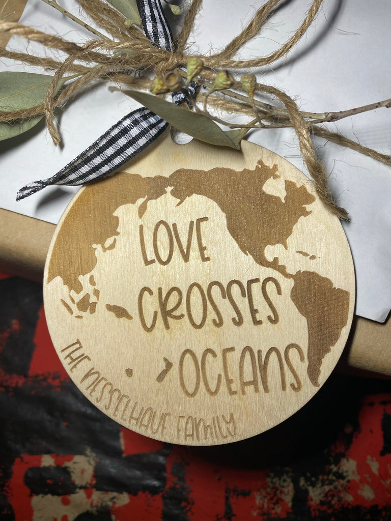 Love Crosses Oceans Adoption Ornament