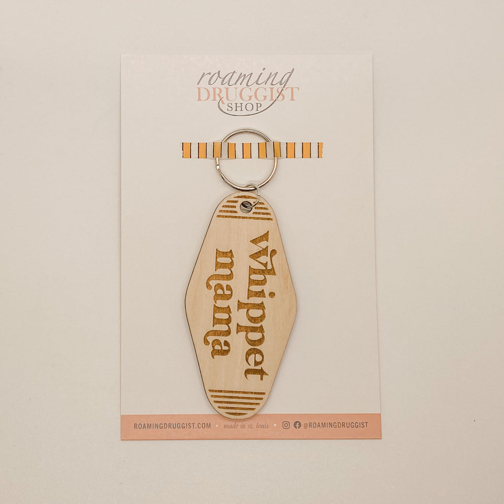 Whippet Mama Retro Keychain