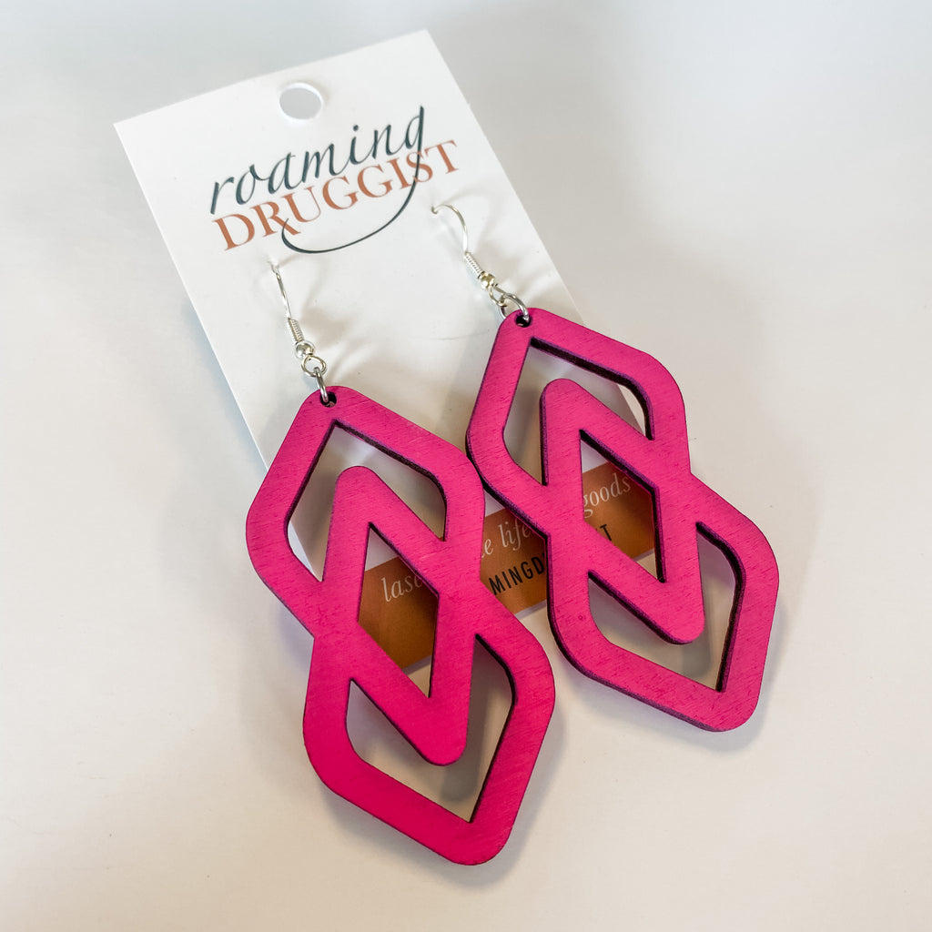 Double Diamond Hanging Earrings