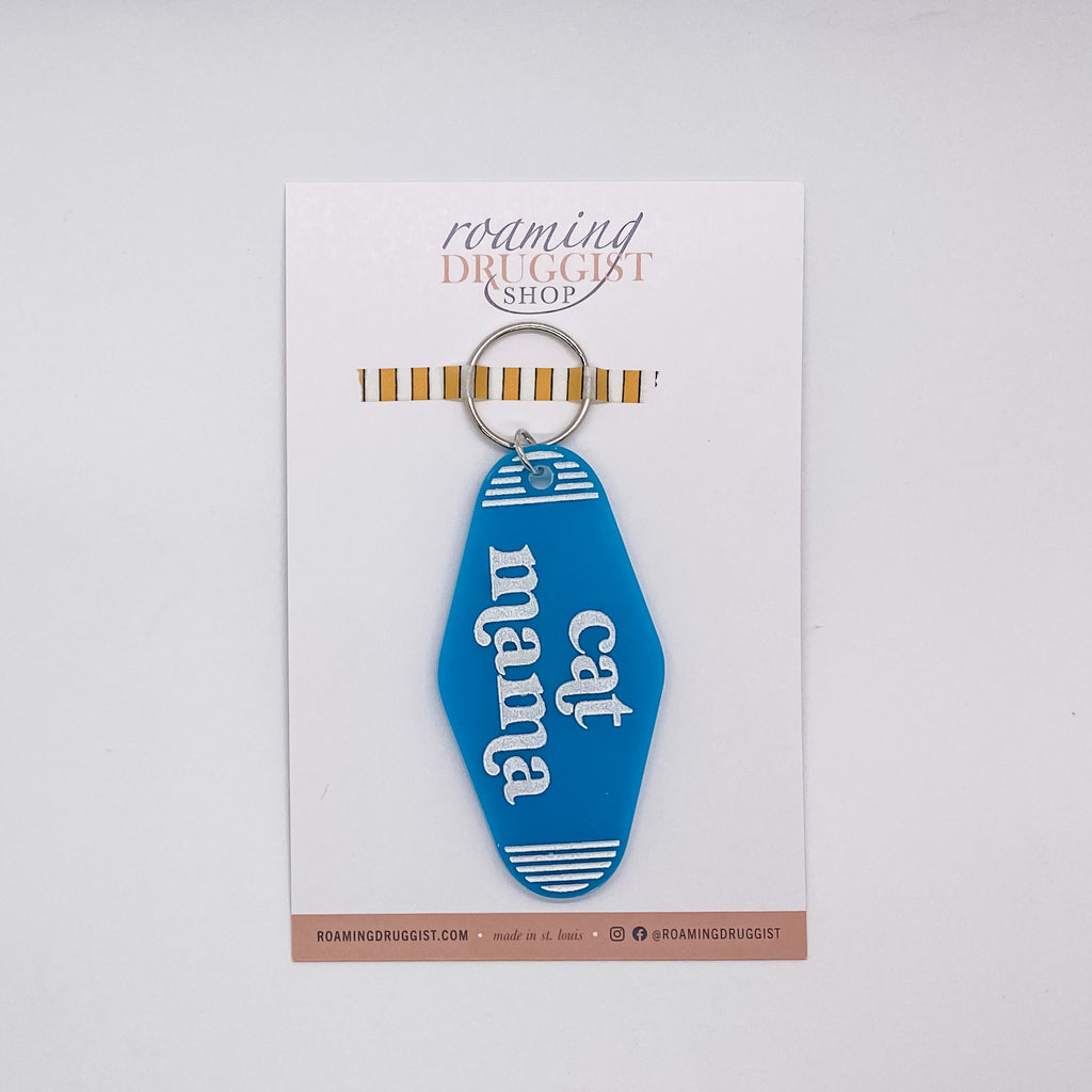 Cat Mama Retro Keychain