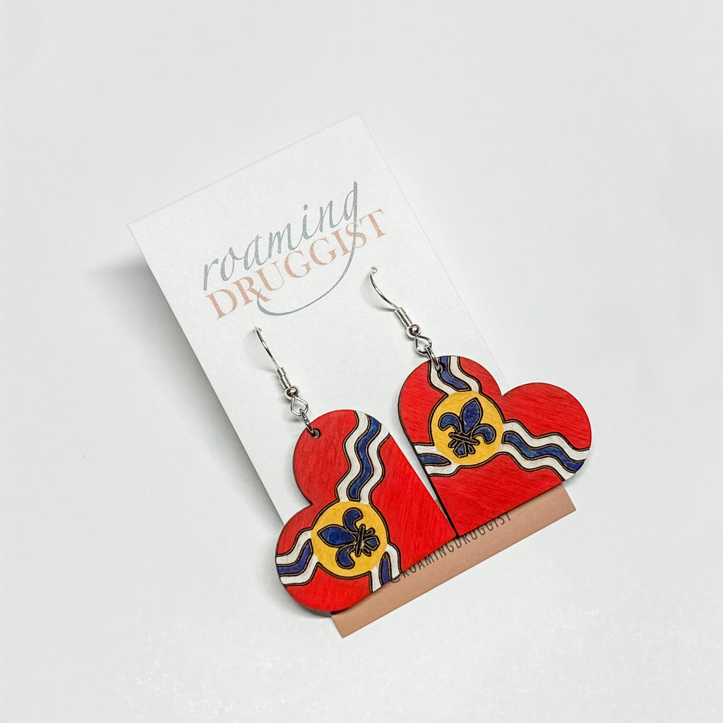 St. Louis Flag Heart Earrings