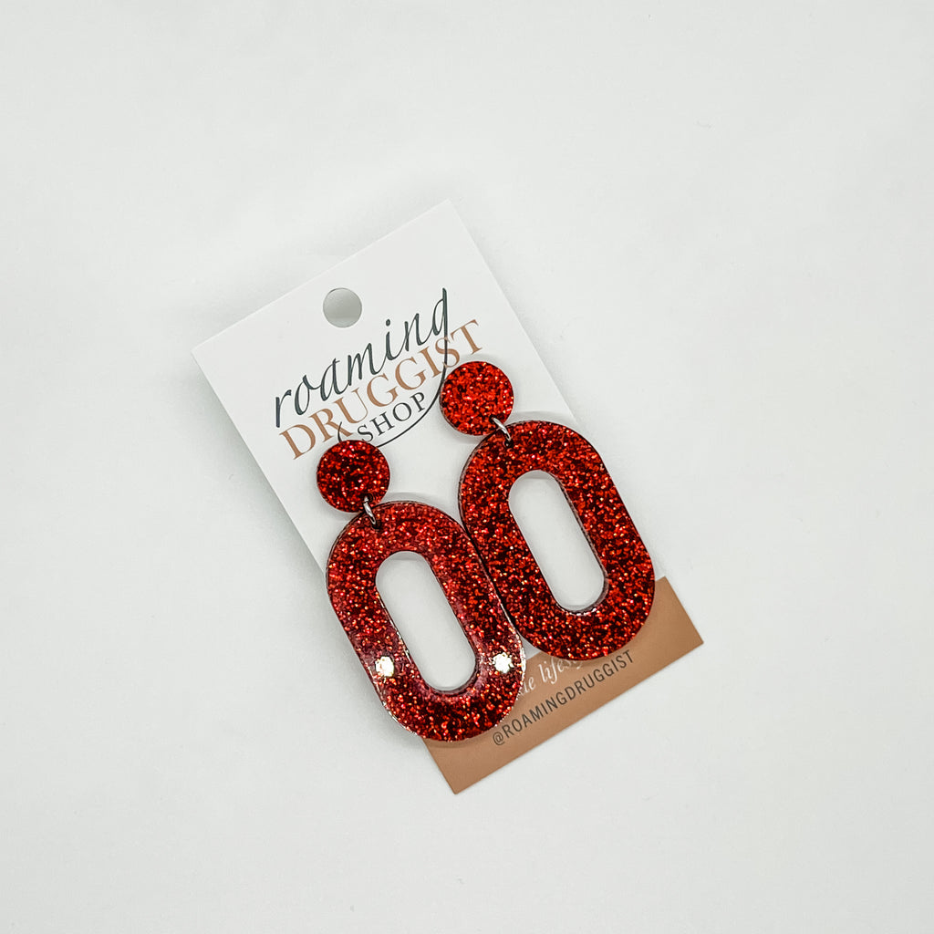 Open Oval Hanging Stud Earrings