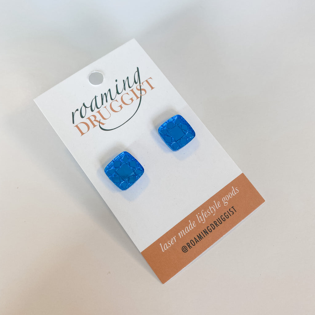 Cushion Cut Faux Gem Stud Earrings